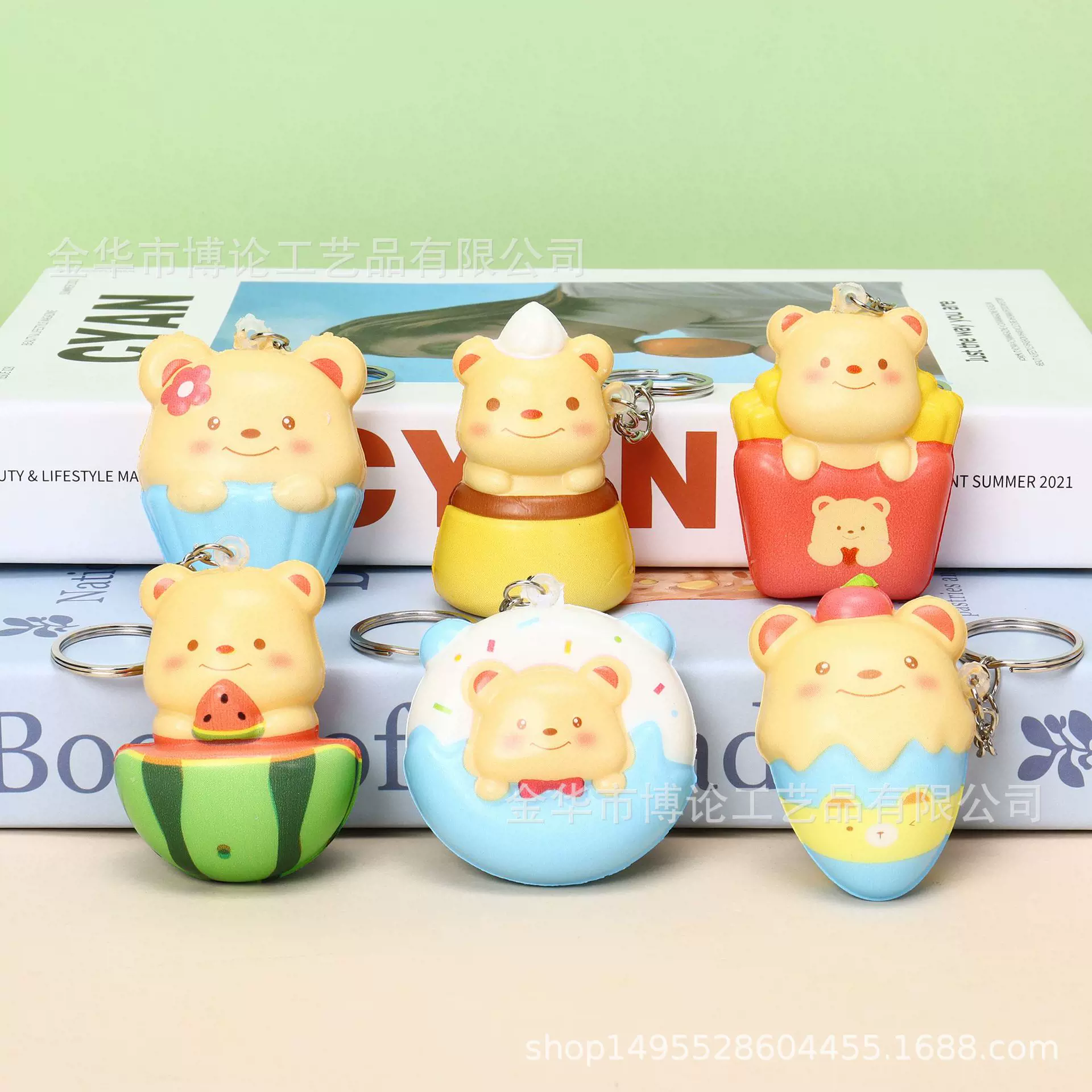 超萌小熊公仔摆件可爱钥匙扣解压发泄趣味怀旧PU慢回弹小玩具批发