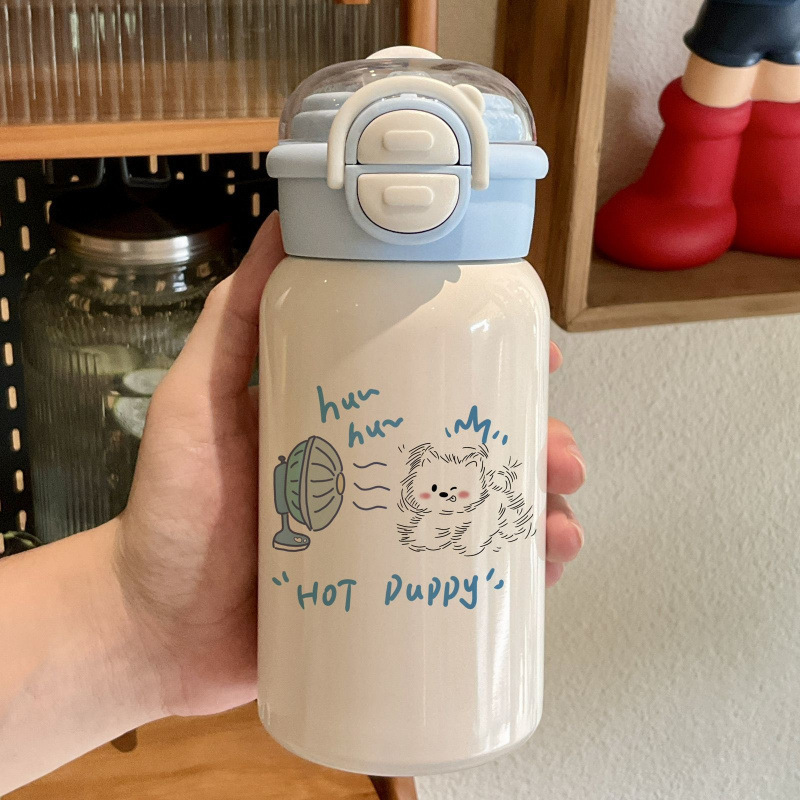 Taza de plástico nueva doble cubierta portátil de gran capacidad paja adorable taza de agua de alto valor facial para niños