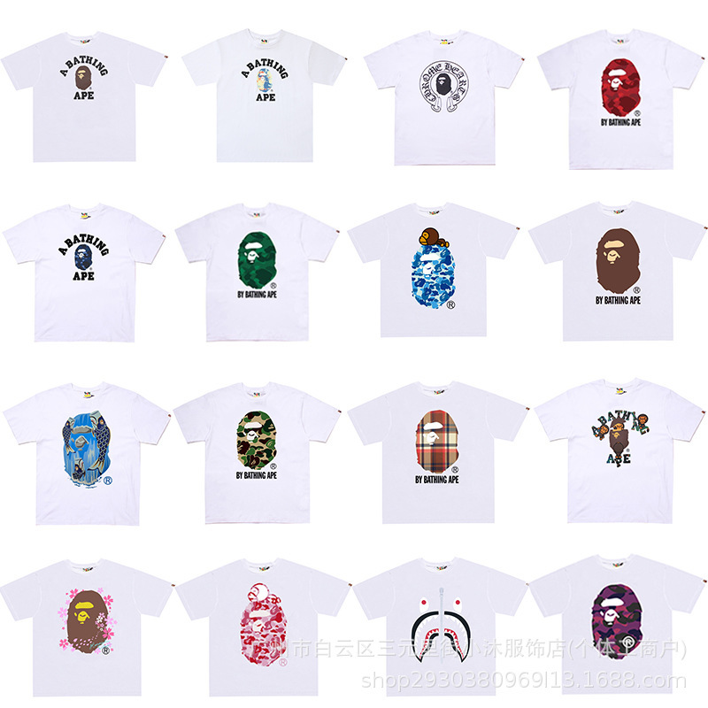 High-Quality Version of the Trendy Brand Bape Short-Sleeve T-Shirt with Complete Tags, Unisex Camouflage Print, Heavyweight Pure Cotton, Loose Fit