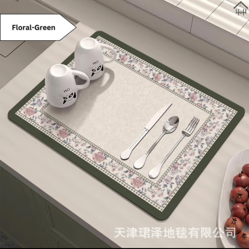 美式复古硅藻泥高级沥水垫厨房台面保护垫吸水餐具垫餐垫咖啡机垫|undefined