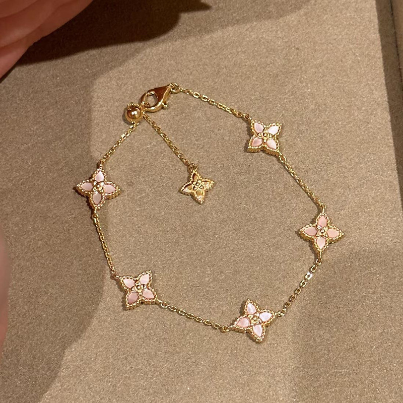 Mother-Of-Pearl Flower Pendant Bracelet, Light Luxury, High-End Niche Bracelet, Korean Style, Versatile, Fashionable Hand Jewelry Wholesale for Women