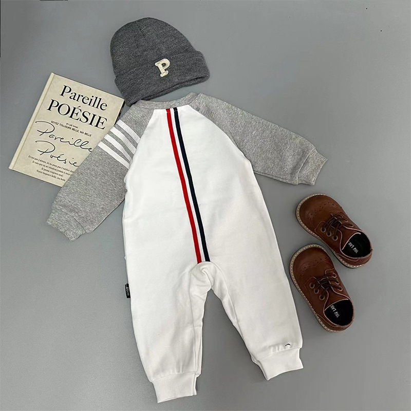 Baby spring and autumn jumpsuit 0-1 year old newborn male baby foreign style leisure climbing clothing net popular autumn ha clothes