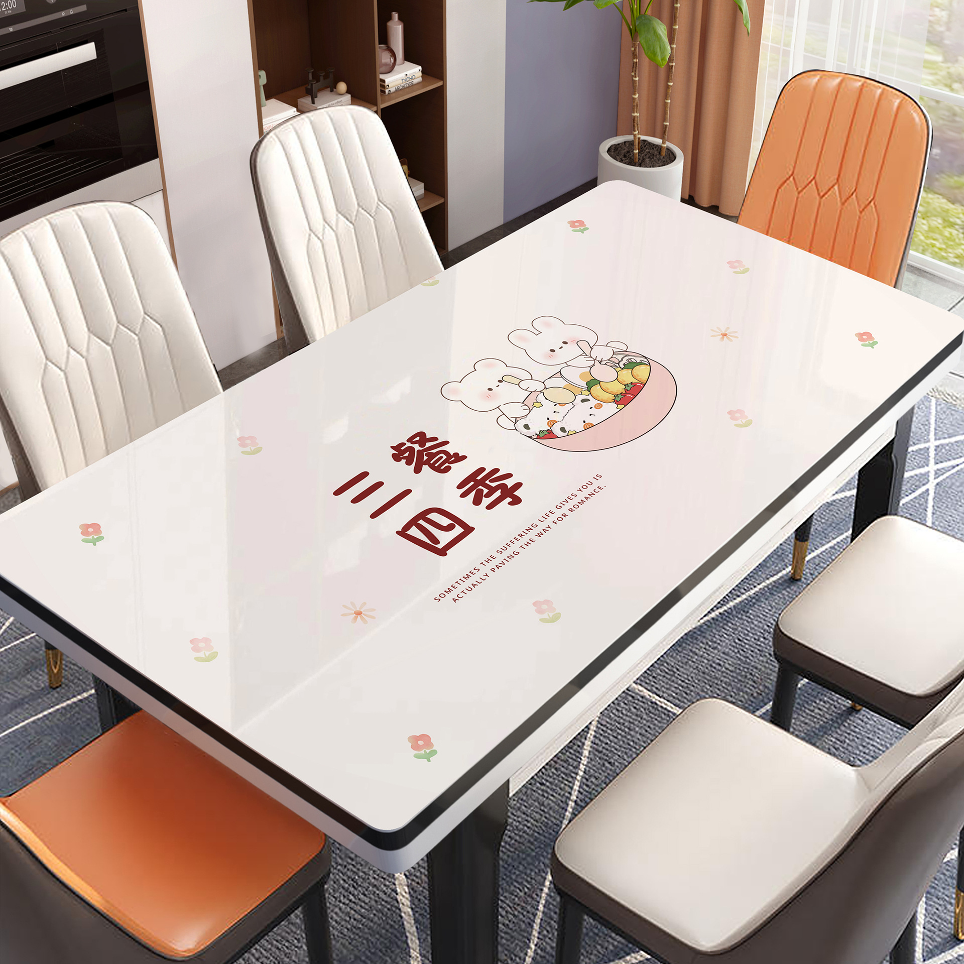 Soft Glass Dining Table Mat Disposable Oil-proof Water-proof Anti-scalding PVC Heat-insulating Coffee Table Desktop Protection Mat Rectangular Tablecloth