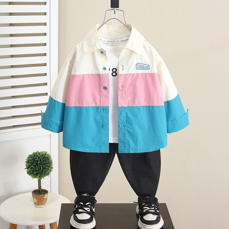 6265 Camisa de manga larga para niños Primavera y otoño 2025 Nuevo estilo Bebé guapo Ropa de otoño Camisa casual Camisa de otoño para niños