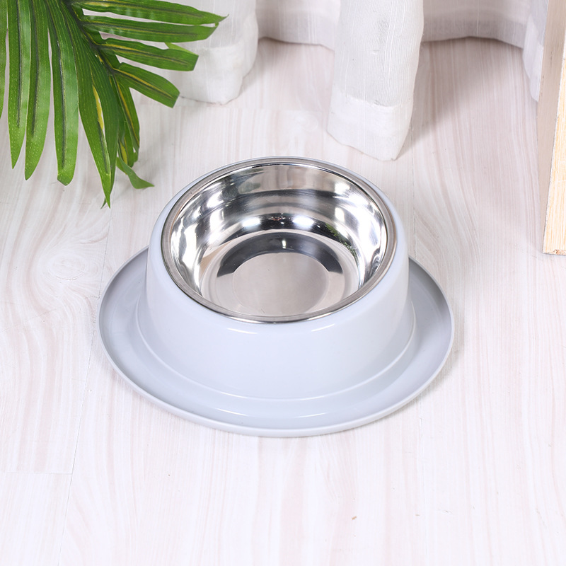 Nuevo simple color sólido 15 grados inclinado Acero inoxidable PET Bowl protectora vértebra cervical gato vajilla suministros para mascotas