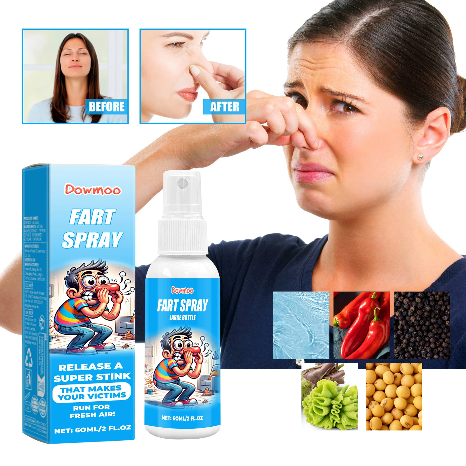 DOWMOO Stinky Fart Spray - Забавный апрельский розыгрыш для длительного запаха кала!