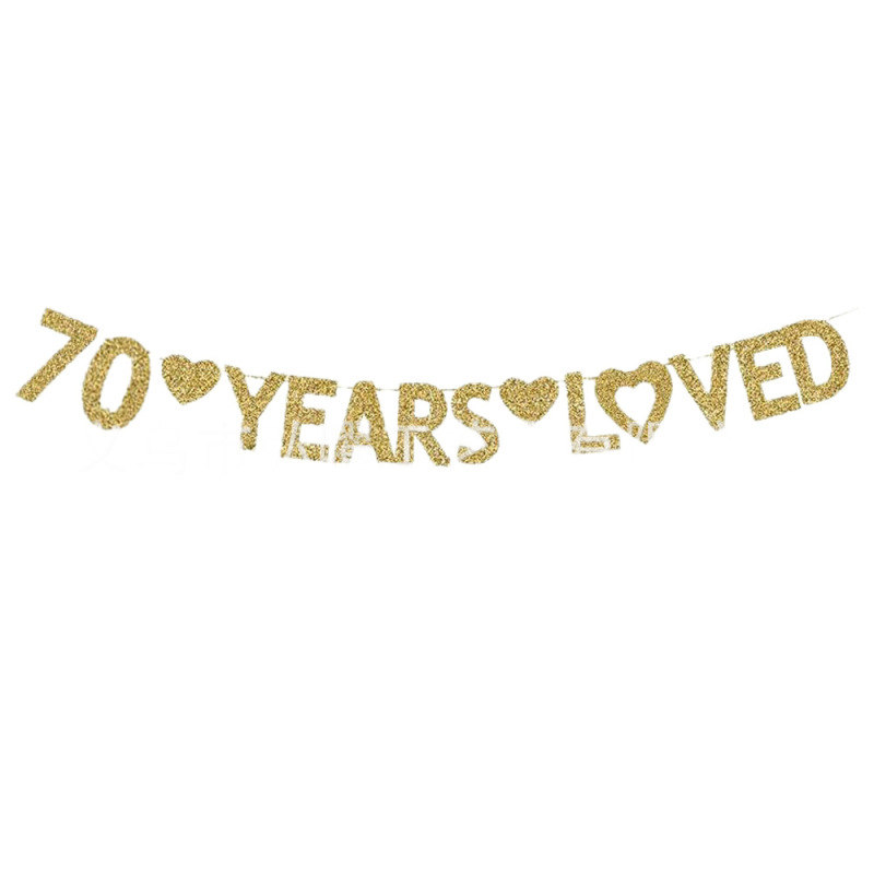 30 40  70 80Years Loved爱心生日派对横幅拉旗 节日派对装饰道具|undefined