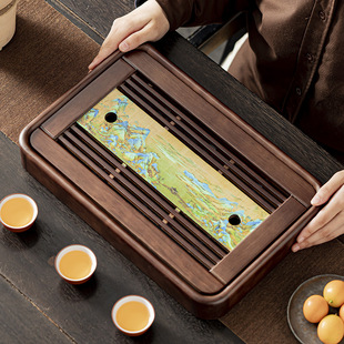 Solid Wood Classy Exquisite Tea Tray for Home Use 2024 New Kung Fu Tea Set Tray Draining Dry Bubble Table Small Tea Sea