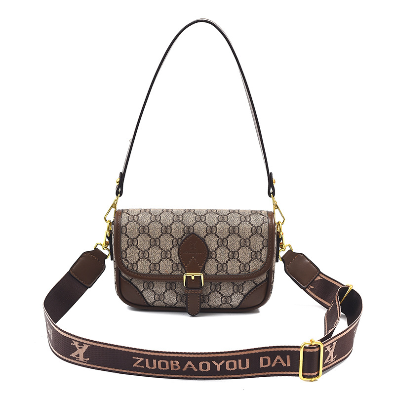 Bolso de textura transfronteriza 2025 verano nuevo bolso femenino retro color contraste bolso de hombro letra ancho bandolera