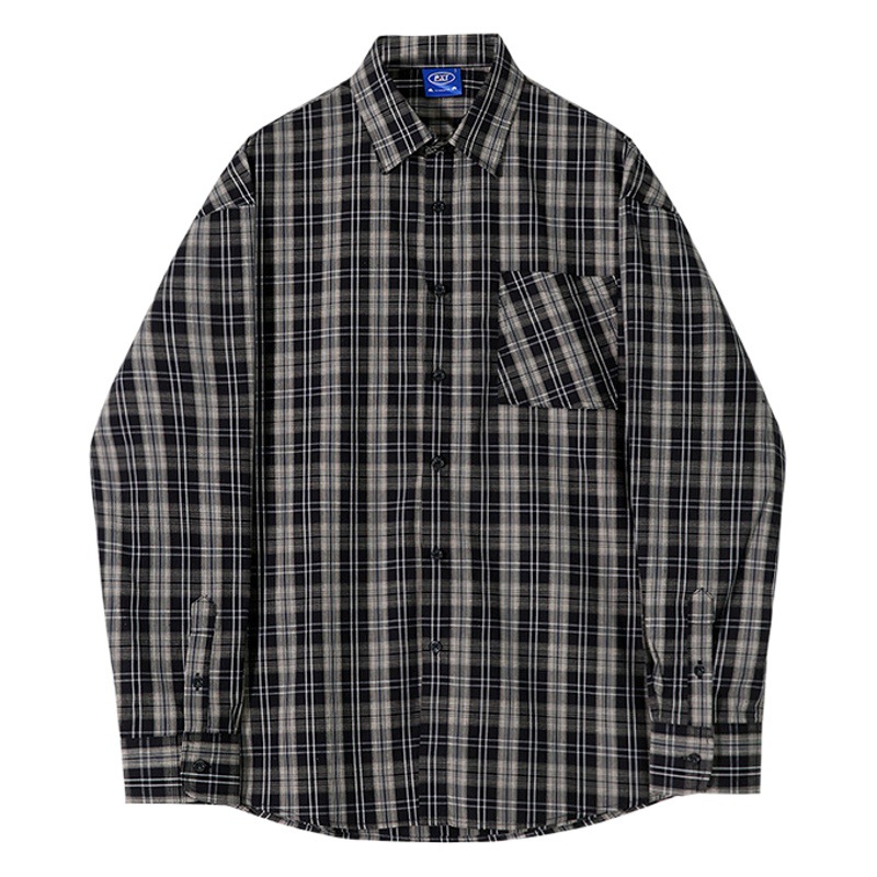 MYQ camisa a cuadros perezosos primavera casual Camisa de manga larga estilo coreano camisa suelta pareja abrigo moda