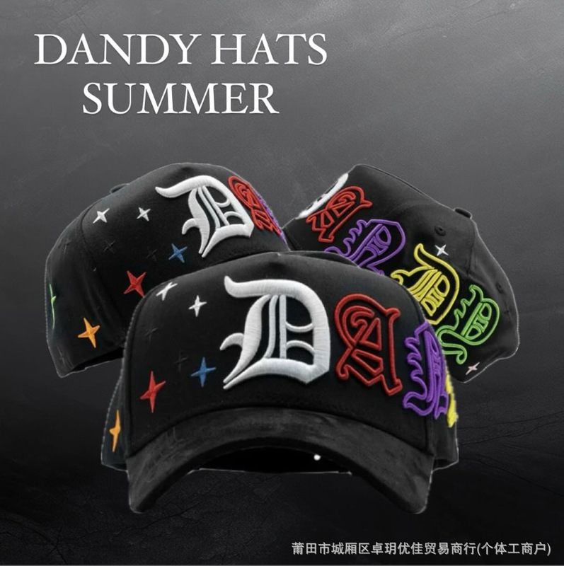 新款DANDY Hats棒球帽字母刺绣嘻哈帽调节帽时尚帽子 D-1|undefined