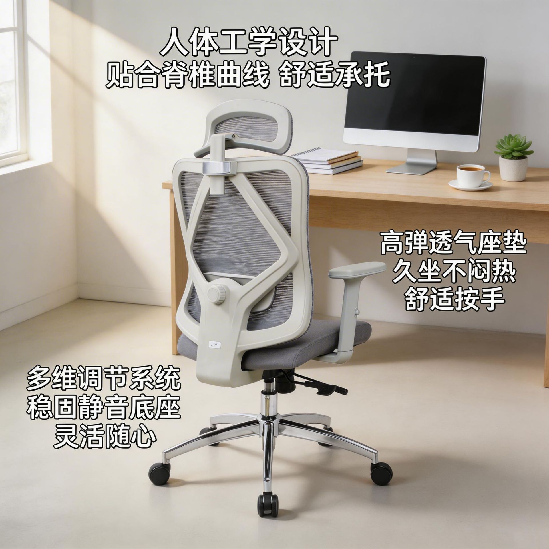 Ready Stock Ergonomic Waist Support Office Sedentary Not Tired Student Computer Chair Staff Chair Sponge Cushion Office Chair
