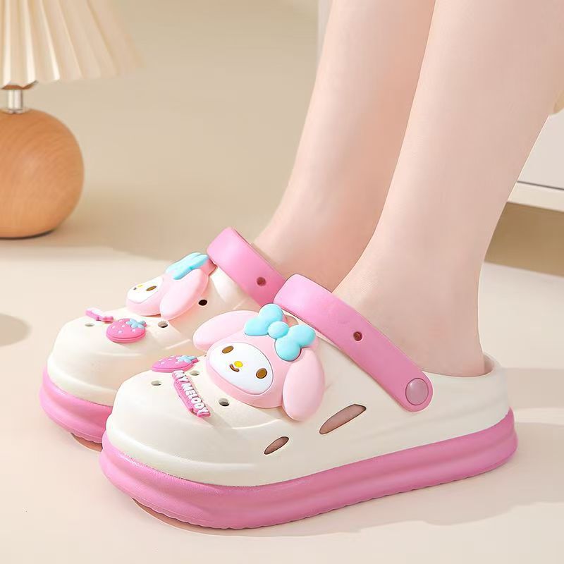 Dopamine High-Value Cartoon Clogs for Girls, Summer Versatile Beach Closed-Toe Sandals, Cute Student Slippers