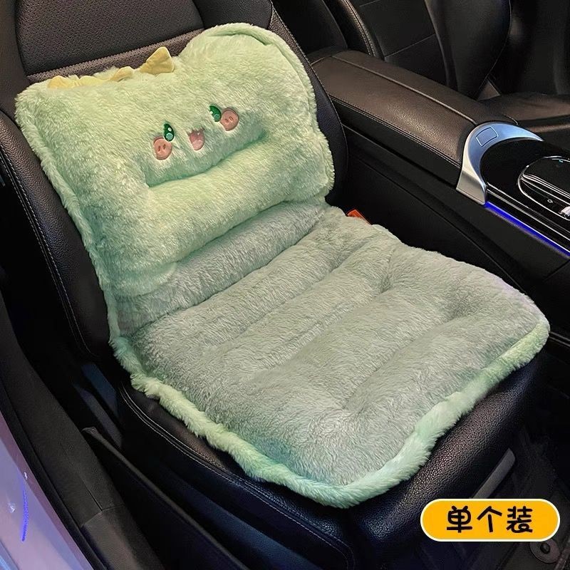 Car Seat Cushion Winter Plush Lumbar Support Integrated Anti-Slip Warm Seat Cushion for Driving Test Height Increase Universal for All Seasons Rear Seat Cushion