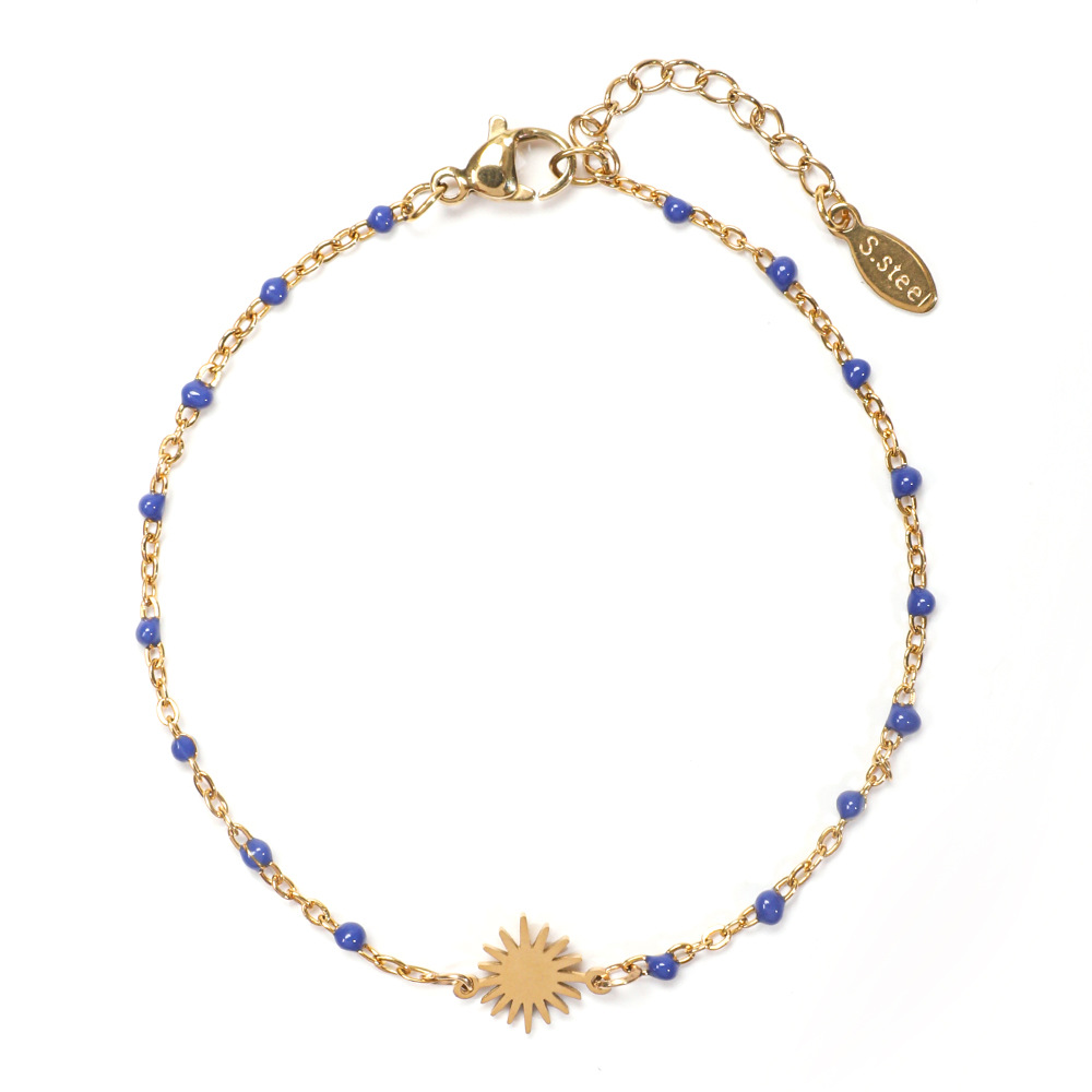 5g Weight Bracelets Classification 1 Piece Quantity Holiday, Daily Occasion Stainless Steel Material Sun Pattern Women's Gender Enamel, Plating Design Simple Style Style Simple Style Sun Stainless Steel Enamel Plating Bracelets 1 Piece 1