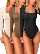 G 71600 Women's Ribbed Square Neck Bodysuit Ůʿ�B�w��