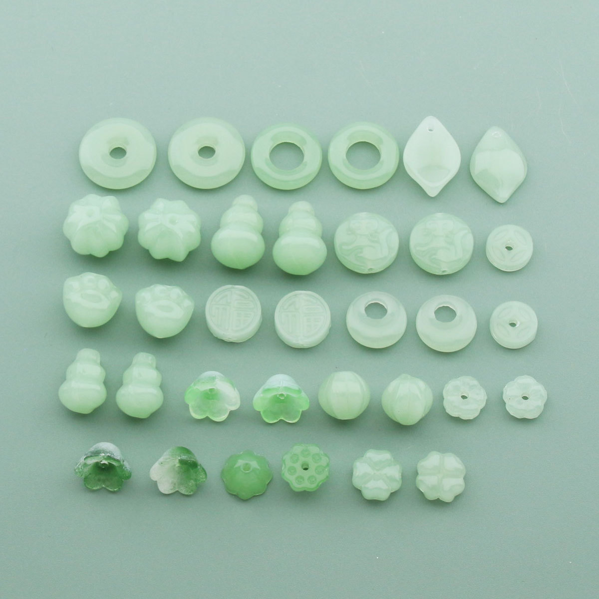 DIY Imitation Jade Glass Pendant Safety Buckle Gourd Jewelry Accessories Hand-Woven Beaded Accessories Pendant Wholesale