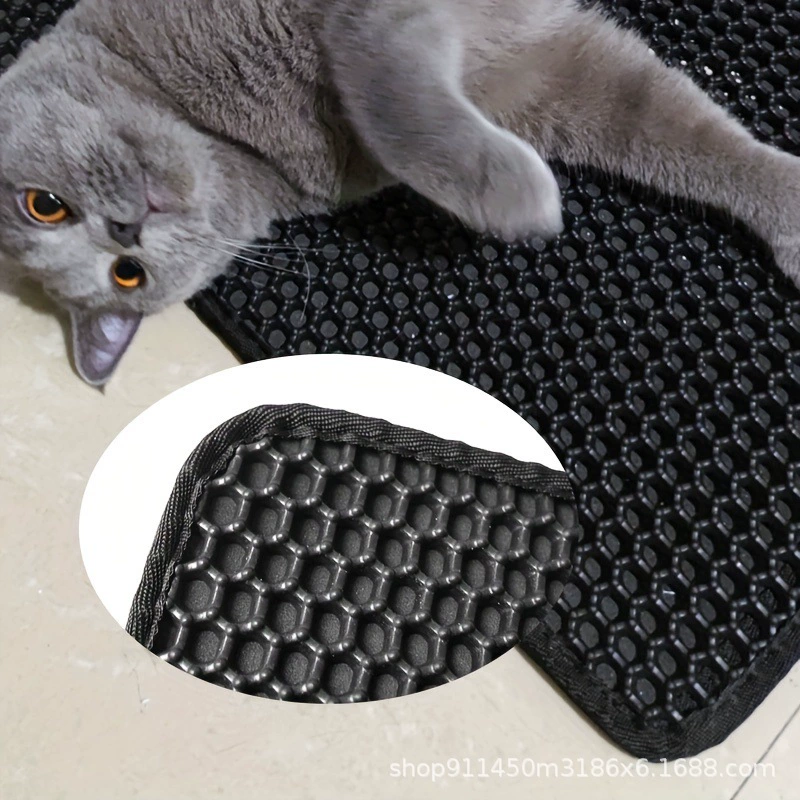 Заводская оптовая продажа легкого двухслойного коврика для кошачьего туалета из ЭВА с быстрым фильтром, антиразбрызгивающим эффектом и моющимся сотовым покрытием