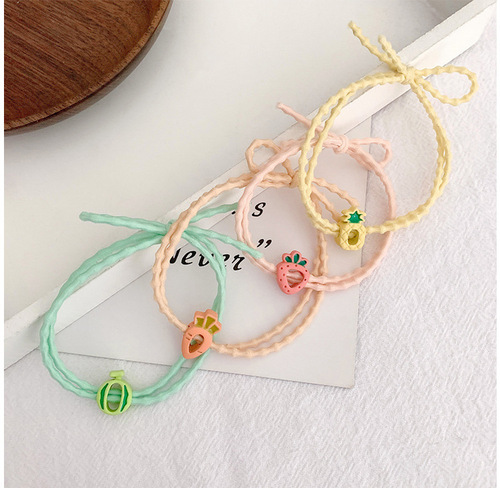 Summer Style Fresh Fruit Hair Ties Simple High Elasticity Girl Heart Strawberry Rubber Bands Instagram Style Wholesale