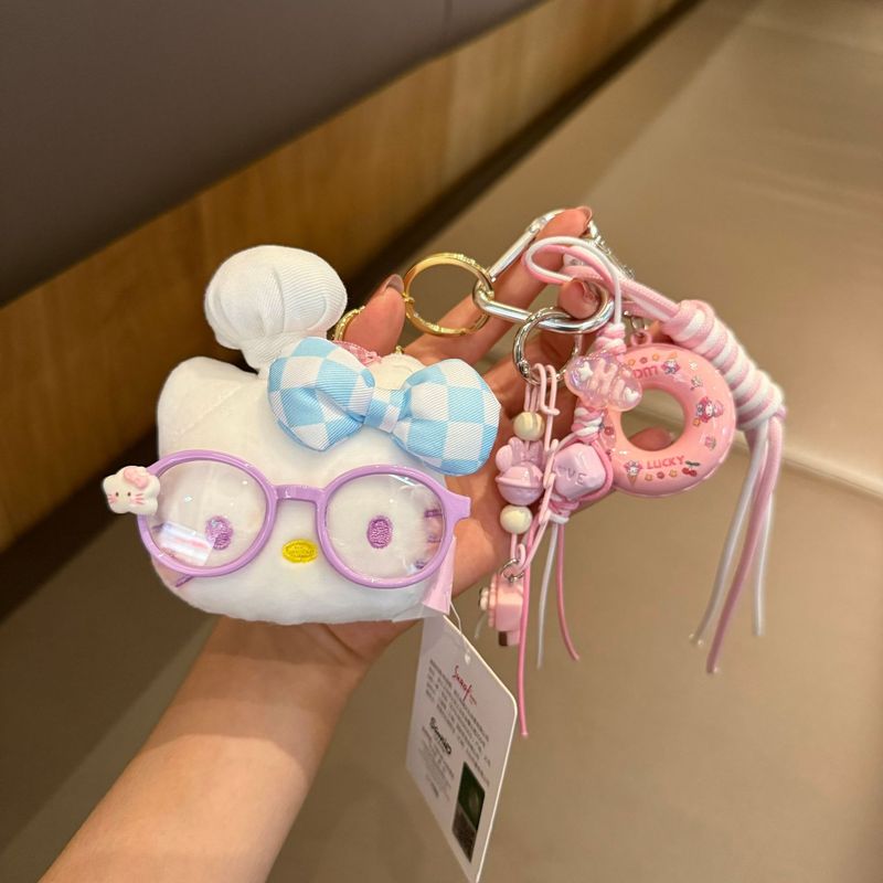 正版三丽鸥HelloKittykt头钥匙扣包包挂件眼睛系列潮流手链时尚礼|undefined