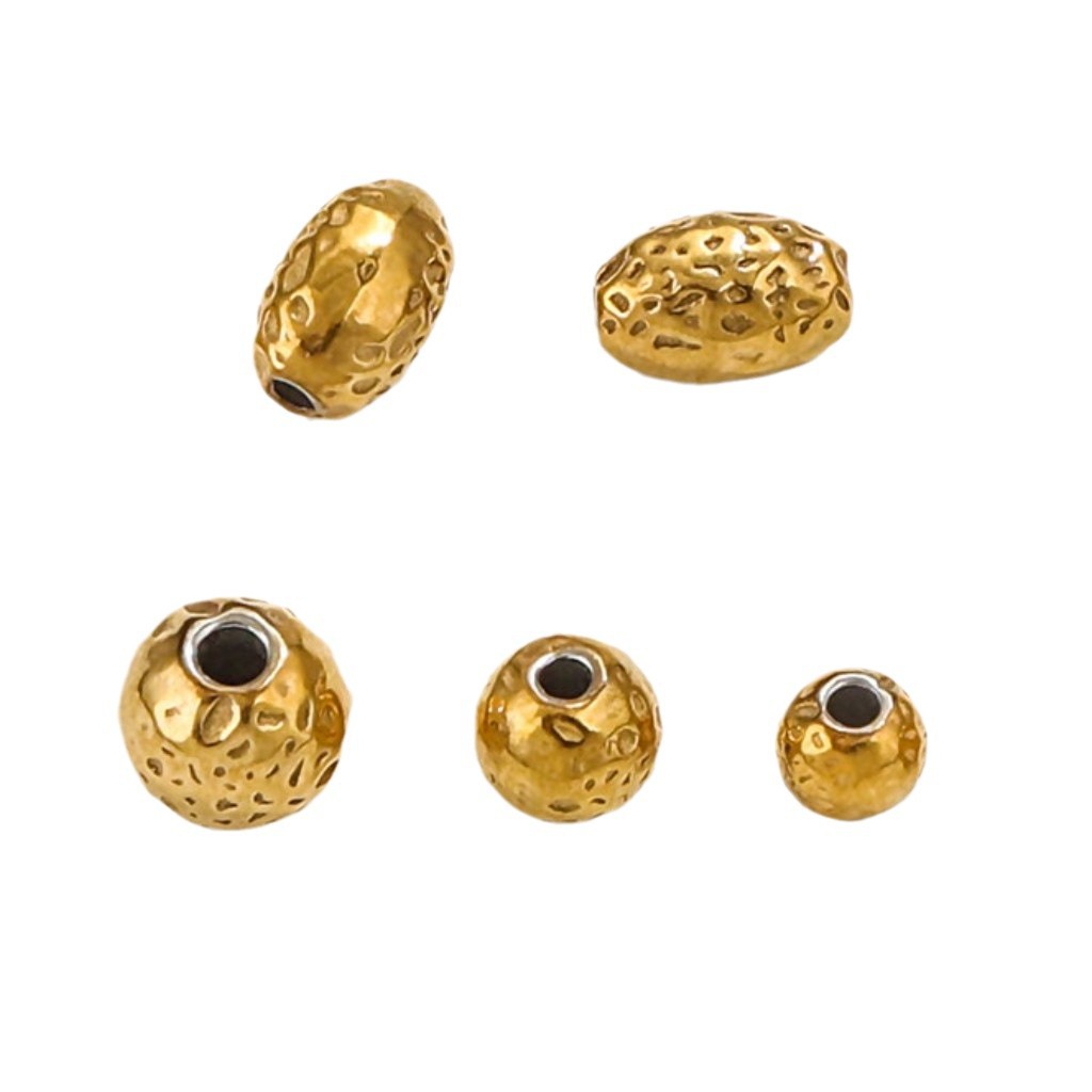 Accesorios de joyería DIY martillo perlas punteadas perlas golpea puntos espaciador perlas espaciador de acero inoxidable perlas chapado al vacío