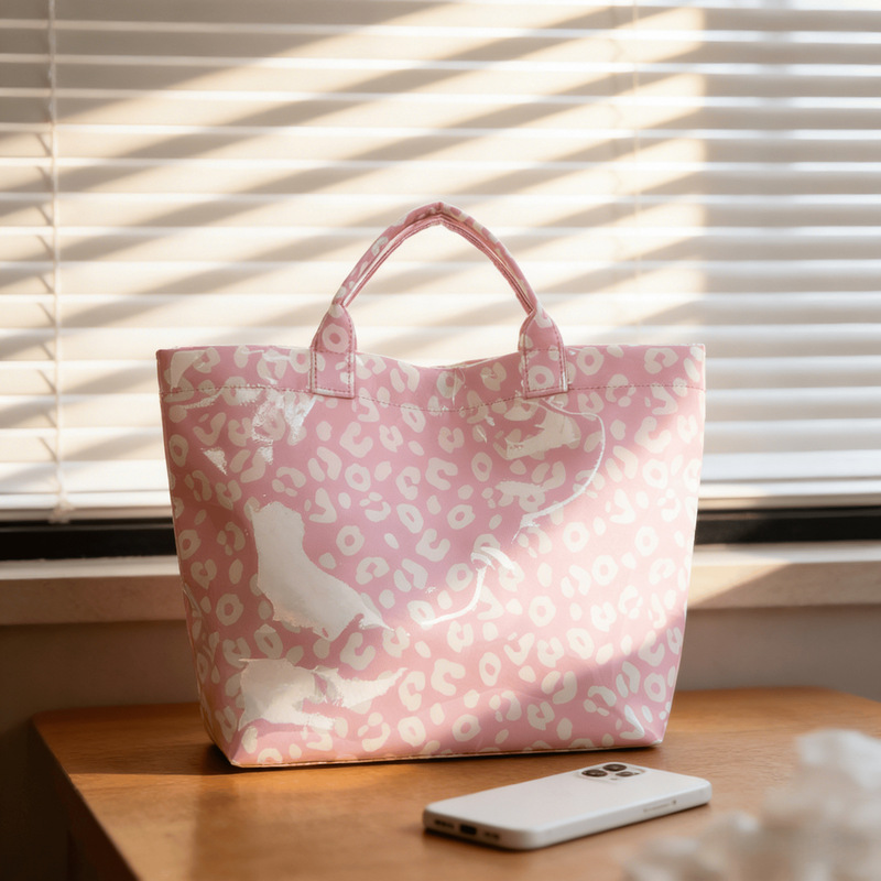 New European and American Style Large-Capacity Leopard Print Handbag, Large-Capacity Commuter Tote Bag with a High-End Feel, Versatile and Trendy Fashion for Women
