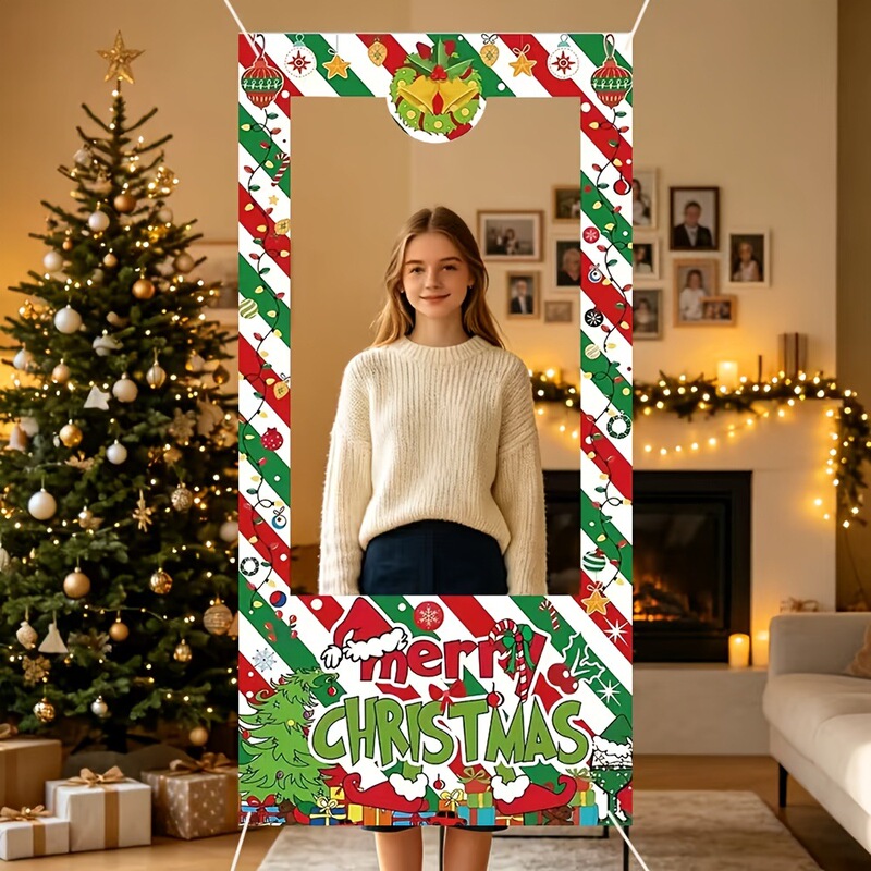 Cross-border Grinch-themed photo props, Christmas tree bells, colorful ornaments, gift boxes, holiday decorations, photo frames, and banners Cross-border Grinch-themed photo props, Christmas tree bells, colorful ornaments, gift boxes, holiday decorations, photo frames, and banners