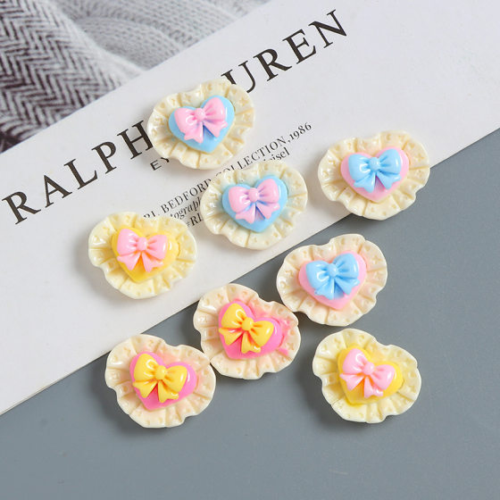 Bright Face Love Bow Resin Accessories DIY Cream Glue Mobile Phone Case Refrigerator Sticker Shoe Buckle Hairpin Accessories