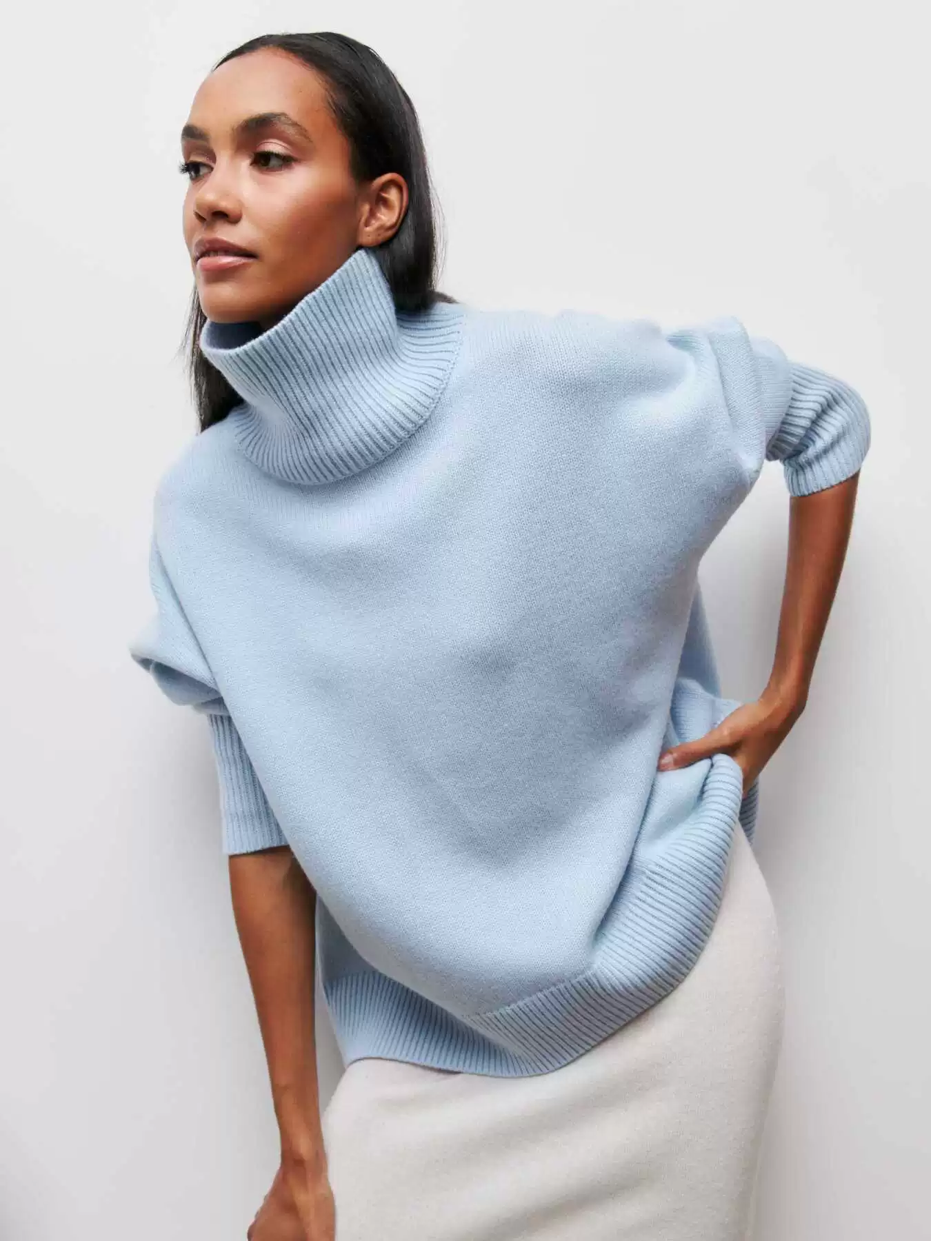 Demi-season Oversize Sweater, European City Style, Turtleneck, Multi-color Options