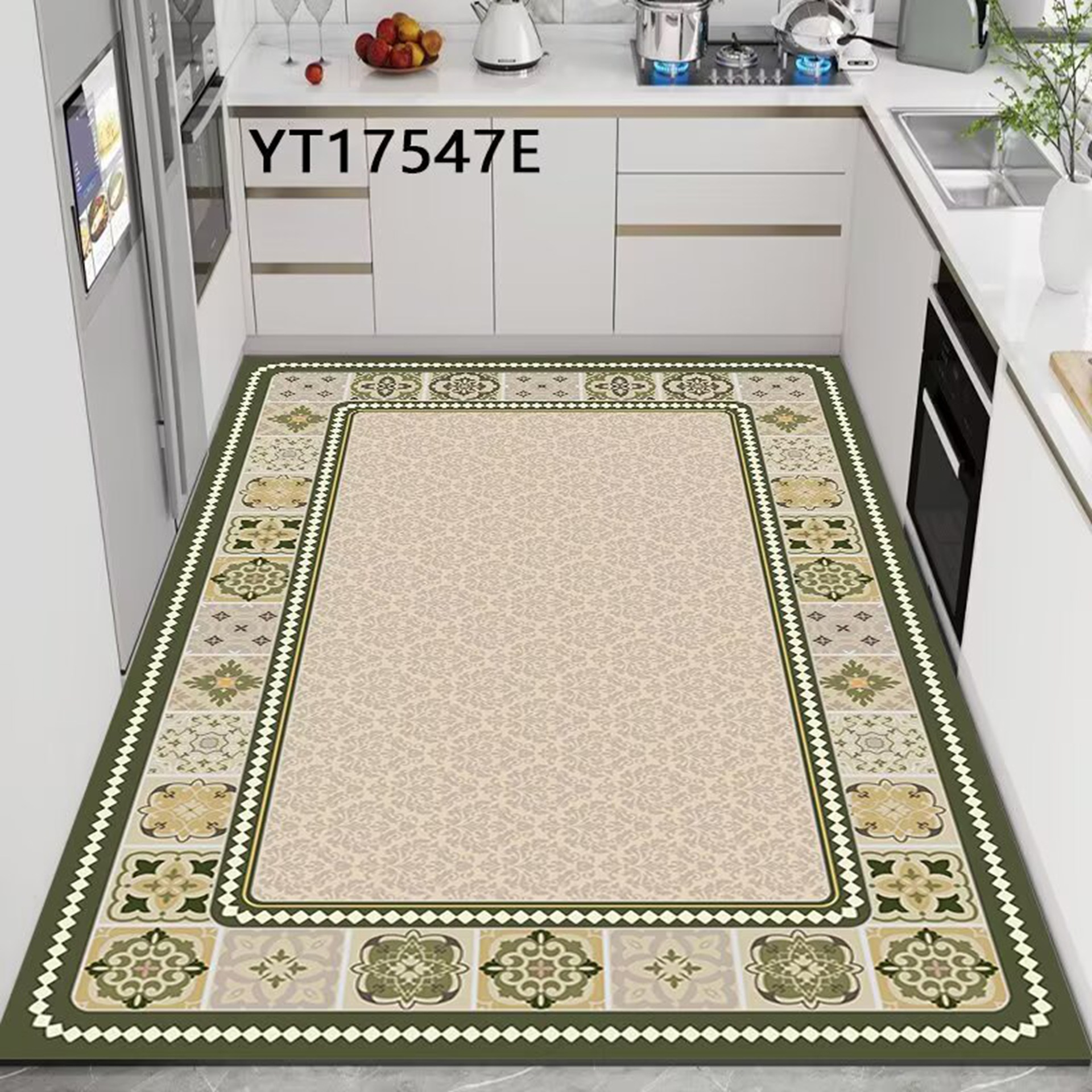 Erasable Kitchen Pvc Floor Mat, Non-Slip, Oil-Proof, Waterproof, Household Foot Mat, Entryway, Foyer, Anti-Dirt Leather Carpet