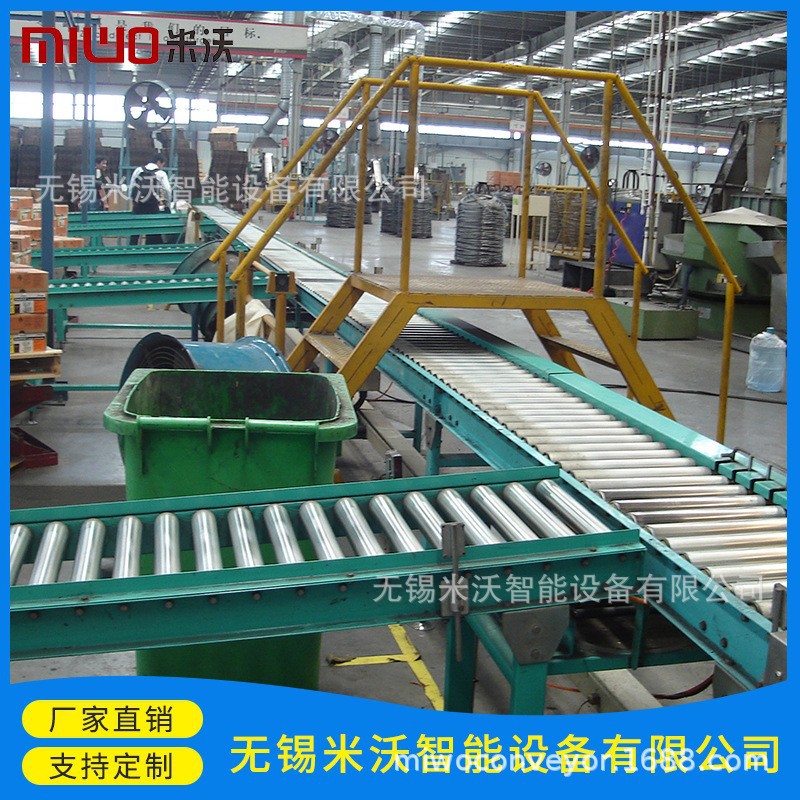 分流合流滚筒输送线 堆放货物缓存积放滚筒输送线  滚筒输送系统