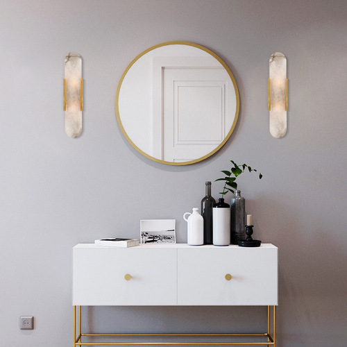Spanish full copper marble wall lamp, Nordic designer minimalist creative living room bedroom background wall hallway night light