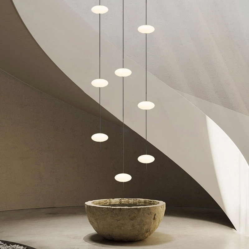 極簡樓梯吊燈現代簡約創意設計師別墅複式樓loft旋轉樓梯間長線燈