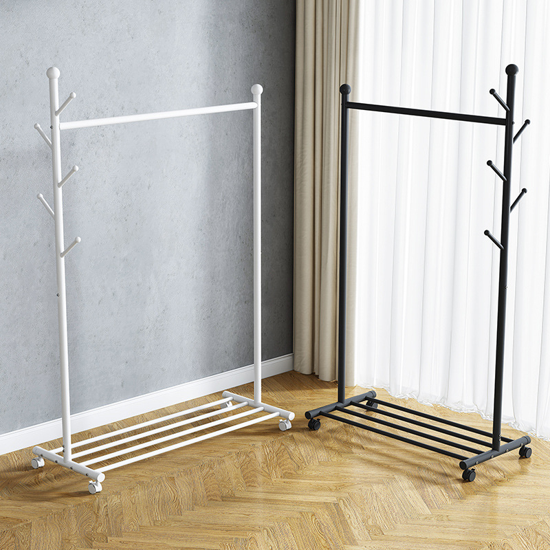 Simple Clothes Hanger Floor-standing Single-pole Coat Rack Folding Household Floor-standing Clothes Hanger Dormitory Coat Rack Indoor Hanger