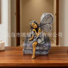 亚马逊新品花仙子树脂摆件雕像户外花园庭院书橱柜装饰树脂工艺品
