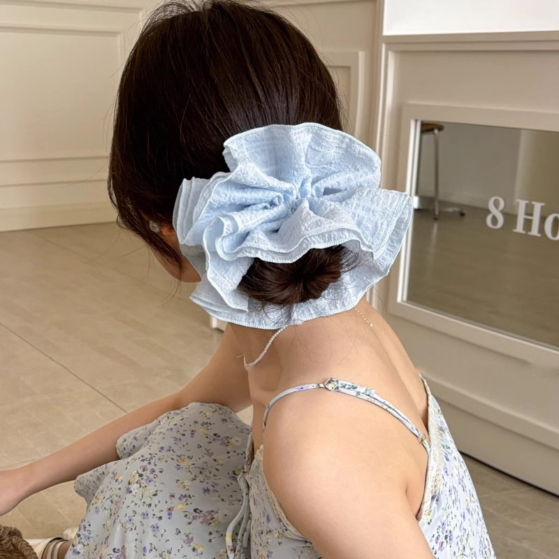 Estilo pastoral perezoso, lazo para el cabello de intestino grueso de gran tamaño, sentido de alto nivel femenino, cuerda para la cabeza coreana 2025 nueva banda de goma de temperamento de flor de cabeza