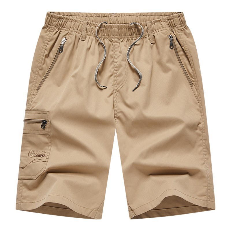 Pantalones cortos de mediana edad de verano de bolsillo suelto con cremallera, pantalones casuales, pantalones gordos, pantalones de algodón de papá image 1