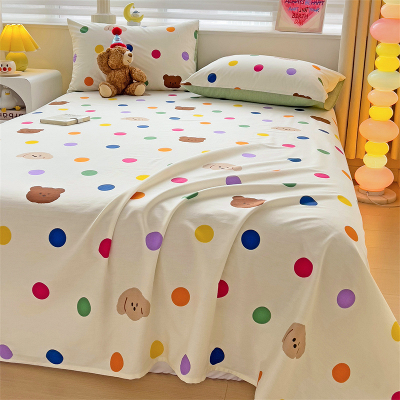 2025 nueva sábana de algodón fresco pequeña pieza individual 100 algodón dormitorio de estudiantes cama individual funda de almohada de tres piezas 2