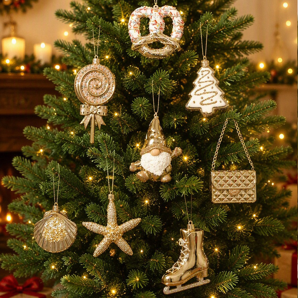 New Christmas tree pendant Christmas decoration pendant party layout high-end electroplated gingerbread man scene decoration