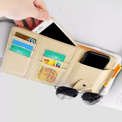 Car Glasses Clip/Bill Clip Multifunctional Car Glasses Clip Card - zipper-style-beige-carefully-selected-factory-goods