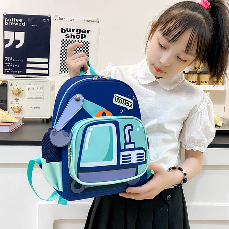 Excavadora de dibujos animados bolsas escolares de jardín de infantes para niños de 3 años y 5 años de edad preescolar mochila permeable mochila para niños