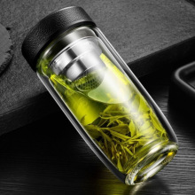 摔钢化玻璃杯茶叶杯子摔不烂的隔热保温水杯双层鹅蛋杯男士茶杯防