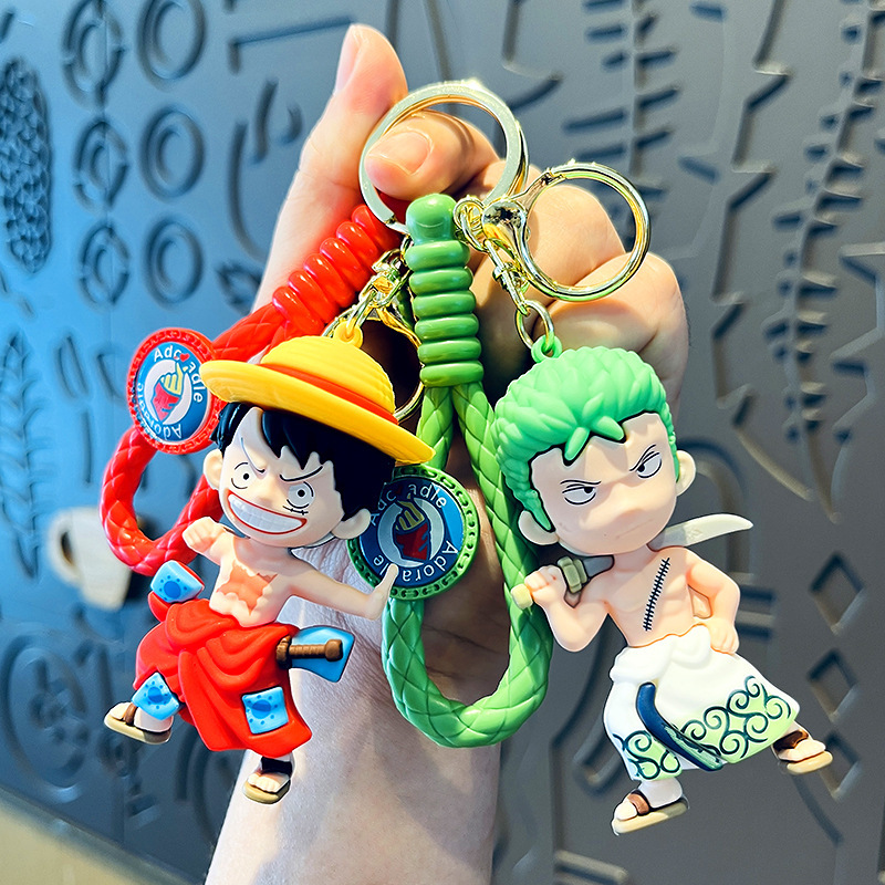 Cartoon Cute Animation One Piece Lufei Solon Small Gift Stereo Doll Car Keychain Pendant Wholesale Cartoon Cute Animation One Piece Lufei Solon Small Gift Stereo Doll Car Keychain Pendant Wholesale