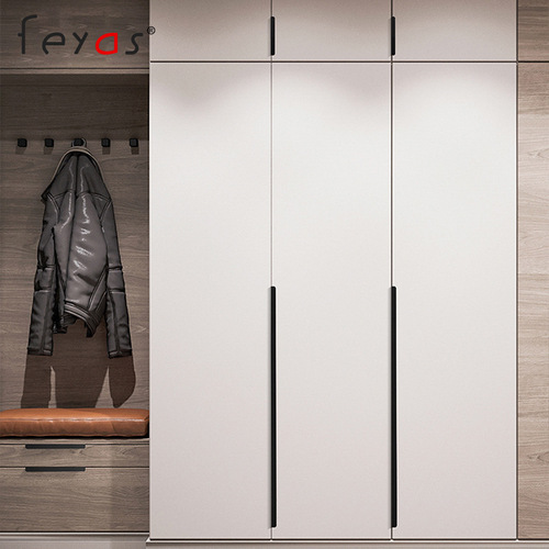 Extended wardrobe black invisible handle cabinet door handle drawer slot-free right-angle handle anti-bump and non-scratch
