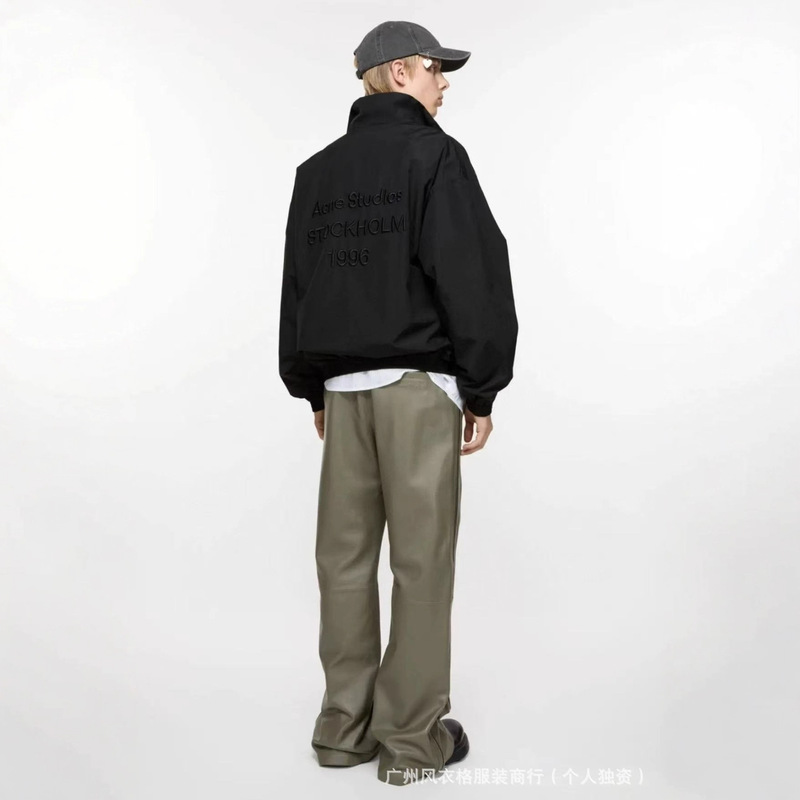 三标现货AC模糊字母印花洗水做旧做脏色连帽长袖卫衣拉链外套夹克|undefined