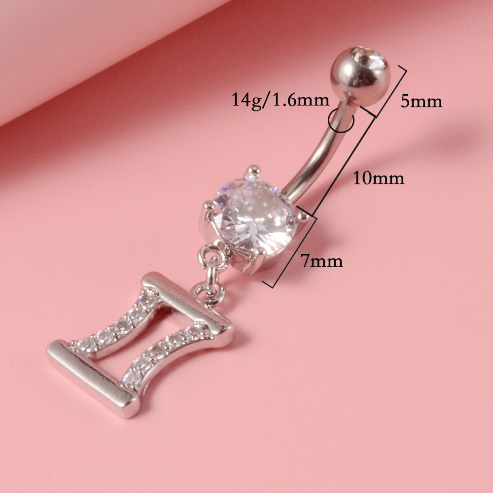 Fashion Constellation Stainless Steel Copper Inlay Zircon Belly Ring 1 Piece display picture 1