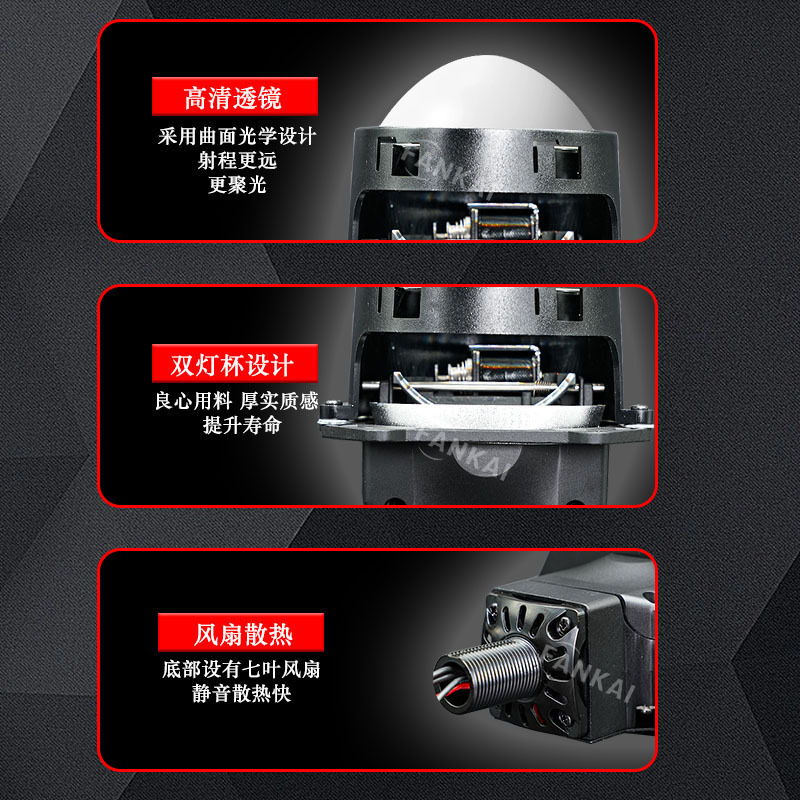 Nuevo transfronterizo C8 doble taza de lámpara sin pérdida LED lente de doble luz 75W de alta potencia transformada faro de automóvil cerca de un todo