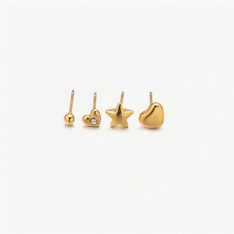 6g Weight PVD Coated Gold Plating Process 304 Stainless Steel Ear Needle Material Real Gold Plated Plating Material Small Stud Earrings Classification 1 Set Quantity Holiday, Banquet, Selfie Occasion 304 Stainless Steel Material Geometric, Star, Heart Shape Pattern All Seasons Season Women's Gender Casual, Elegant, Simple Style Style Waterproof Non Tarnish, Plating Craft PVD Coated Real Gold Plated Geometric Star Heart Shape 304 Stainless Steel Casual Elegant Simple Style Waterproof Non Tarnish Small Stud Earrings 14