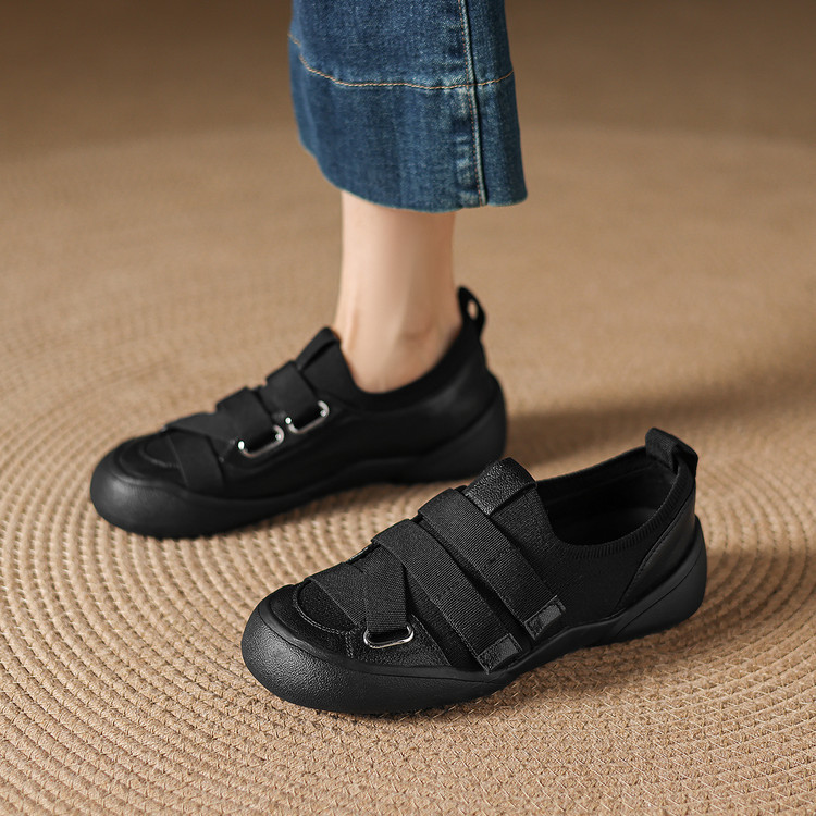 Giày sneaker nữ chunky đế dày da dê phối màu cao cấp — màu đen, màu trắng ngà chi tiết 33