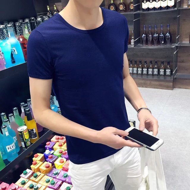 라운드넥 반소매 네이비블루